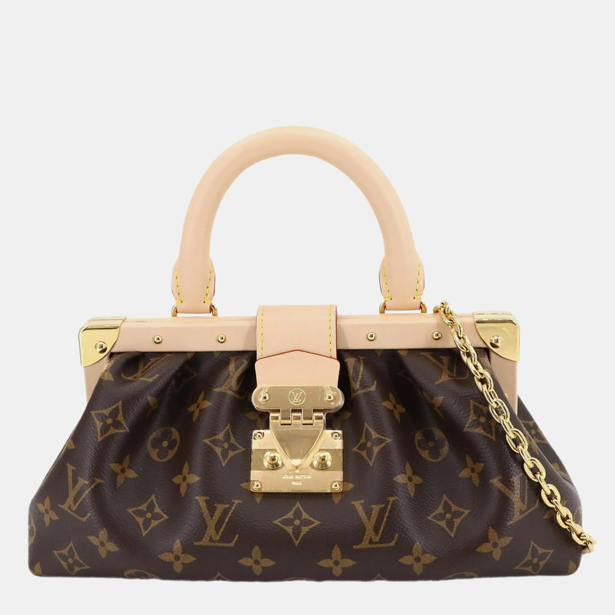 

Louis Vuitton Monogram Clutch 2-Way Hand Chain Shoulder Bag Brown