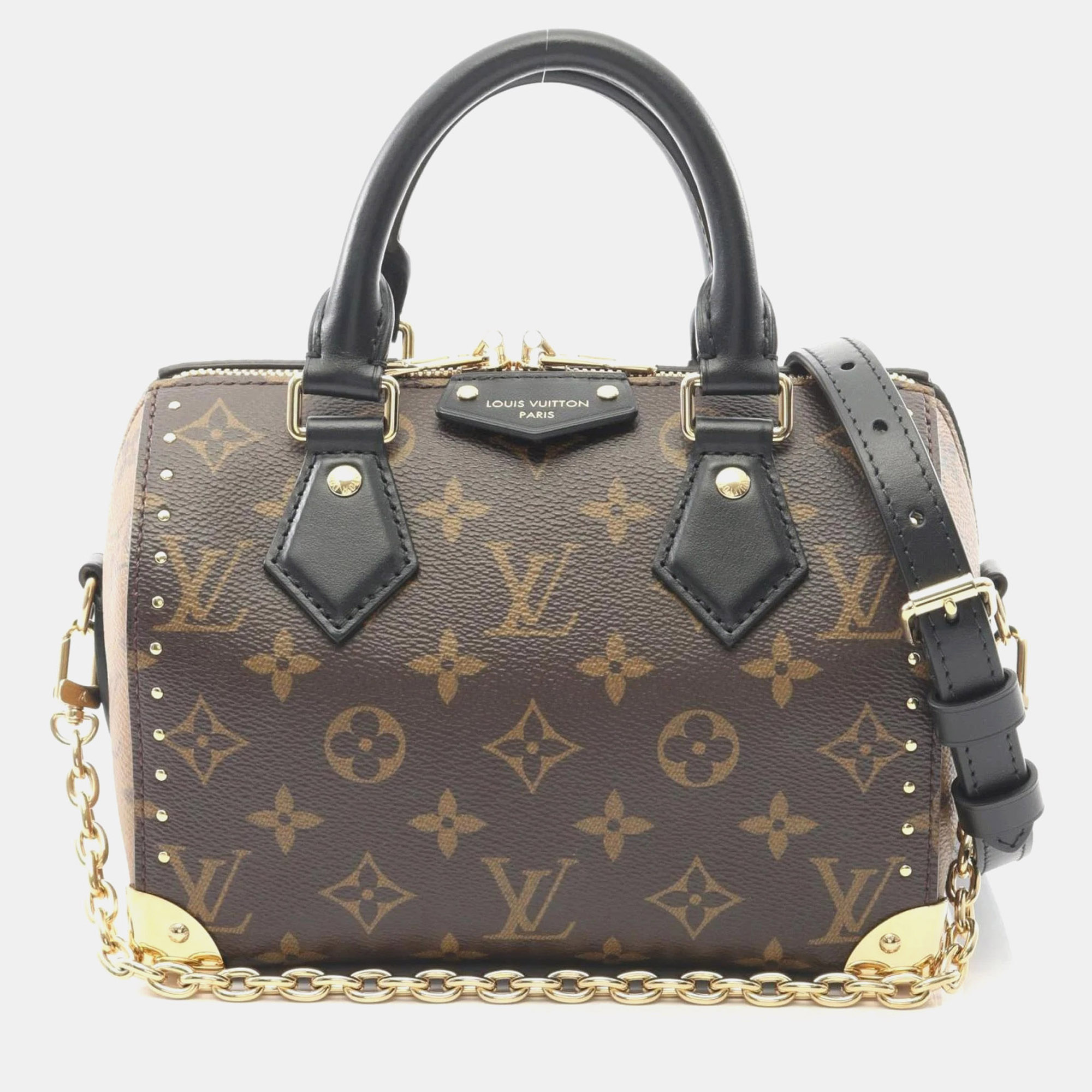 

Louis Vuitton Speedy Trunk 20 Monogram Reverse Handbag Coated Canvas And Leather Brown Black