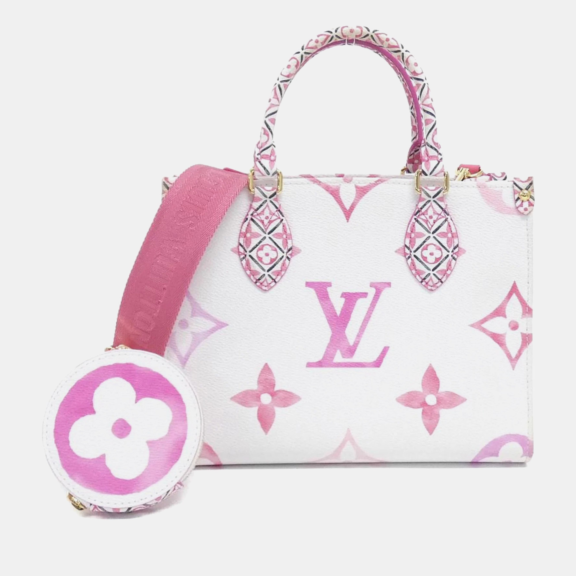 

Louis Vuitton Monogram Flower Tile Lv By The On Go Pm Handbag, Pink
