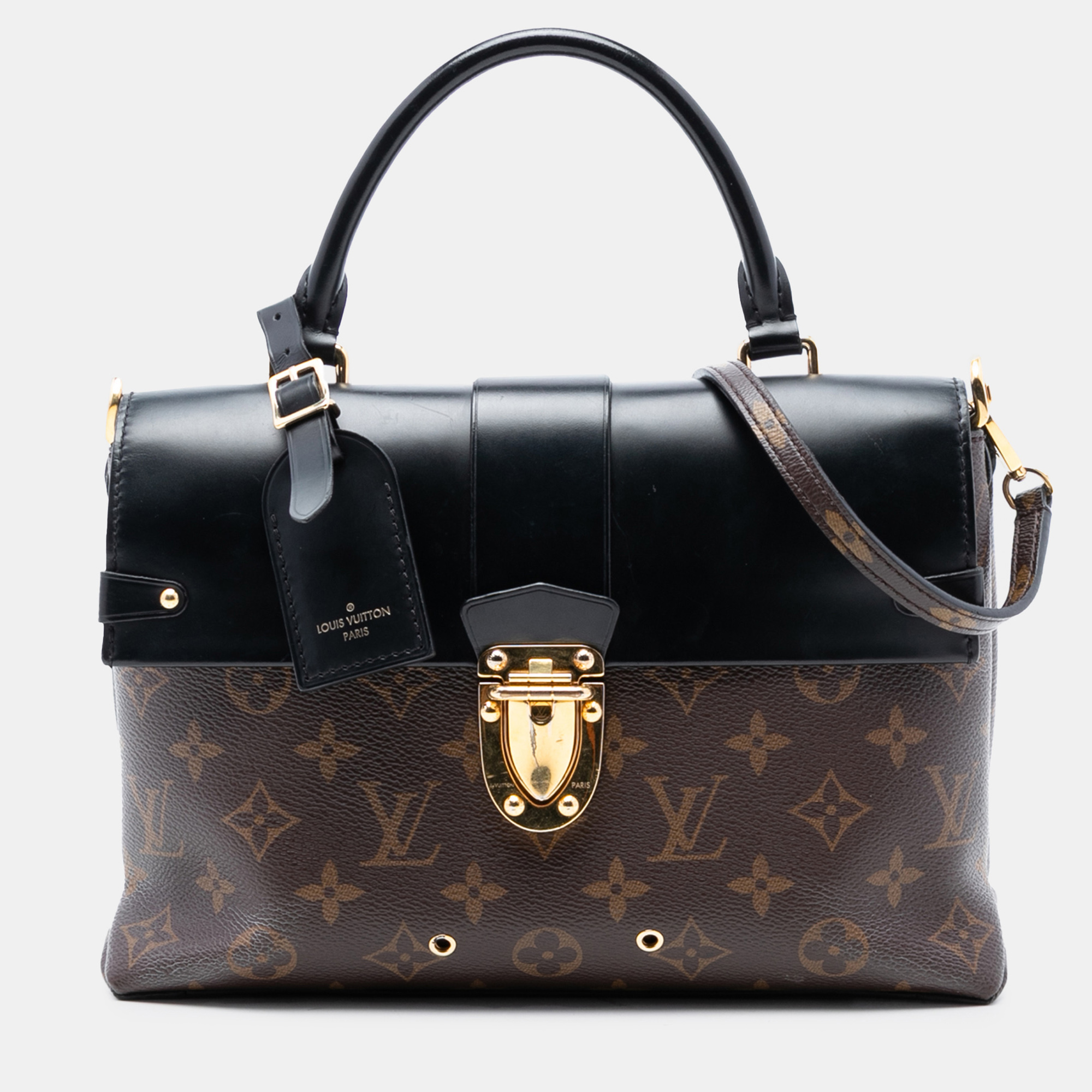 

Louis Vuitton Black Brown Monogram One Handle Flap Satchel