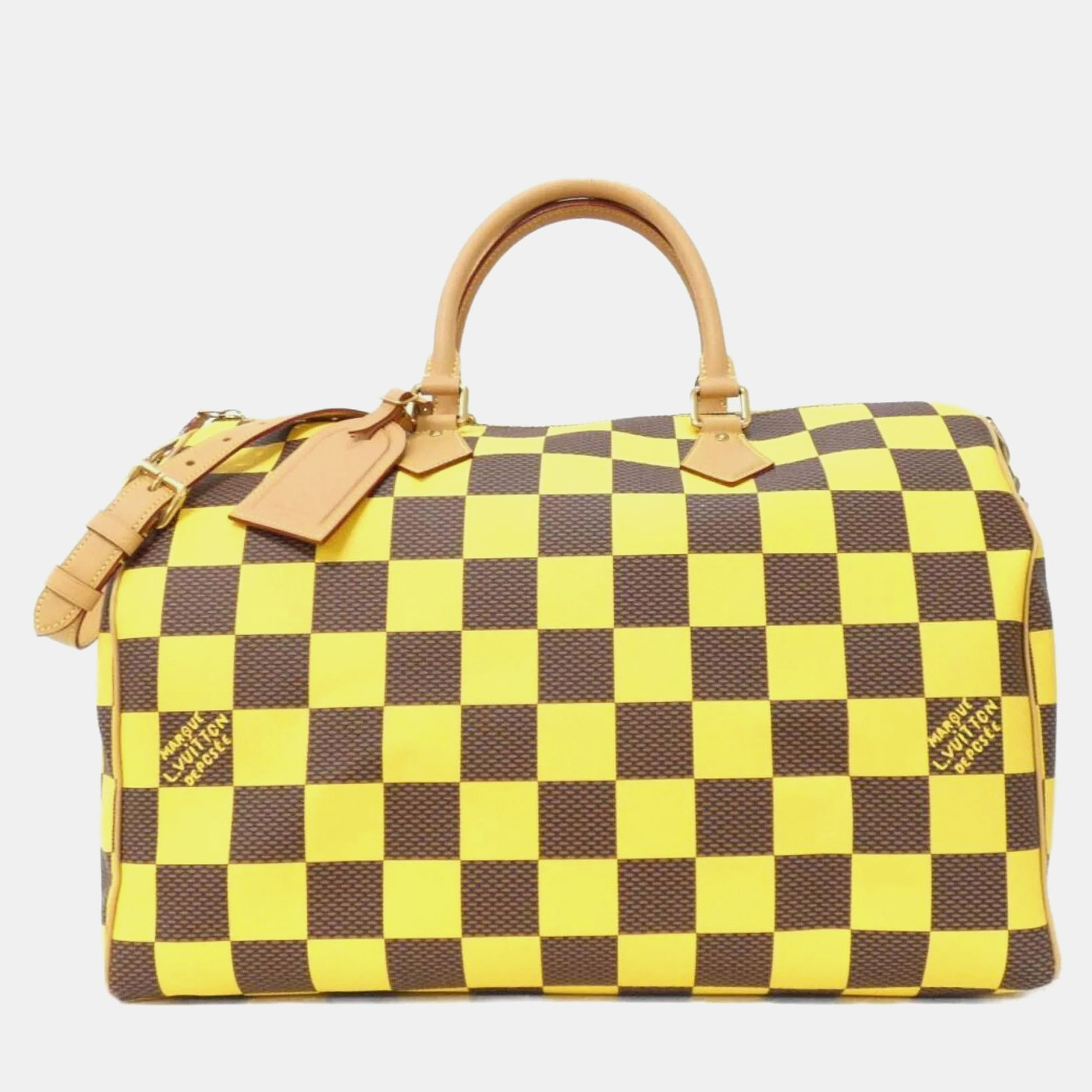 

Louis Vuitton Ebene, Yellow Damier Pop Speedy Bandouliere  Boston Bag, Brown