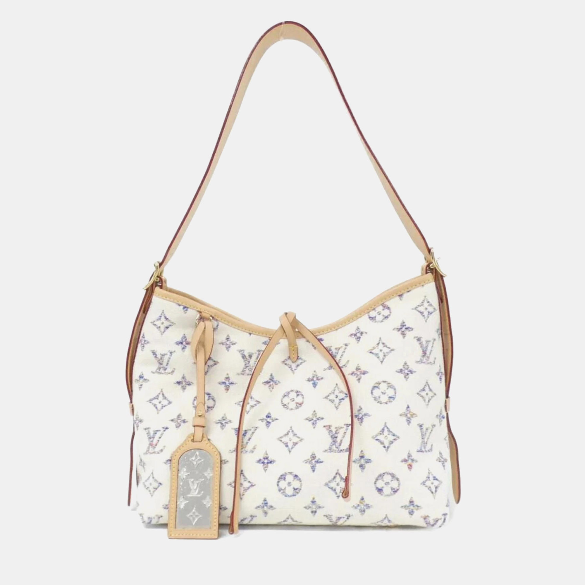 

Louis Vuitton Tweed Monogram Multicolore Carryall Nm Pm Shoulder Bag, White