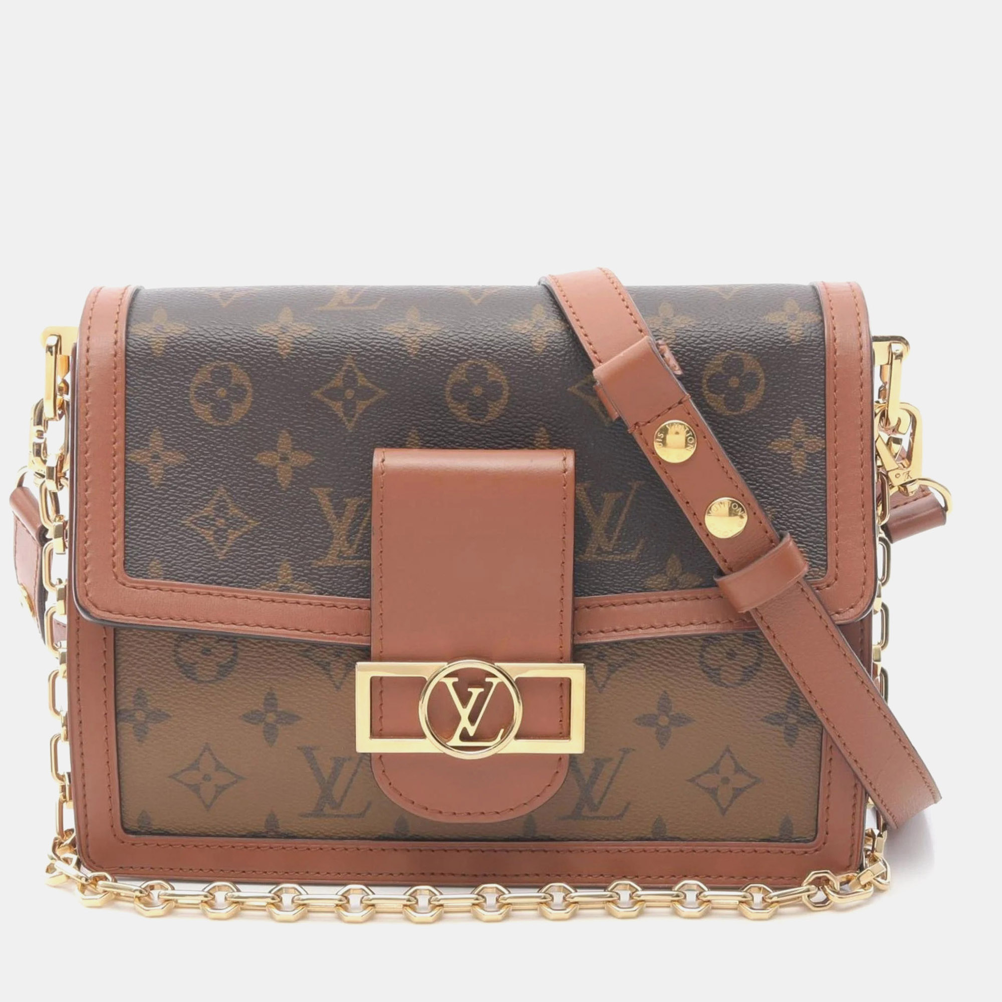 

Louis Vuitton Dauphine Mm Monogram Reverse Shoulder Bag Coated Canvas And Leather Brown Beige