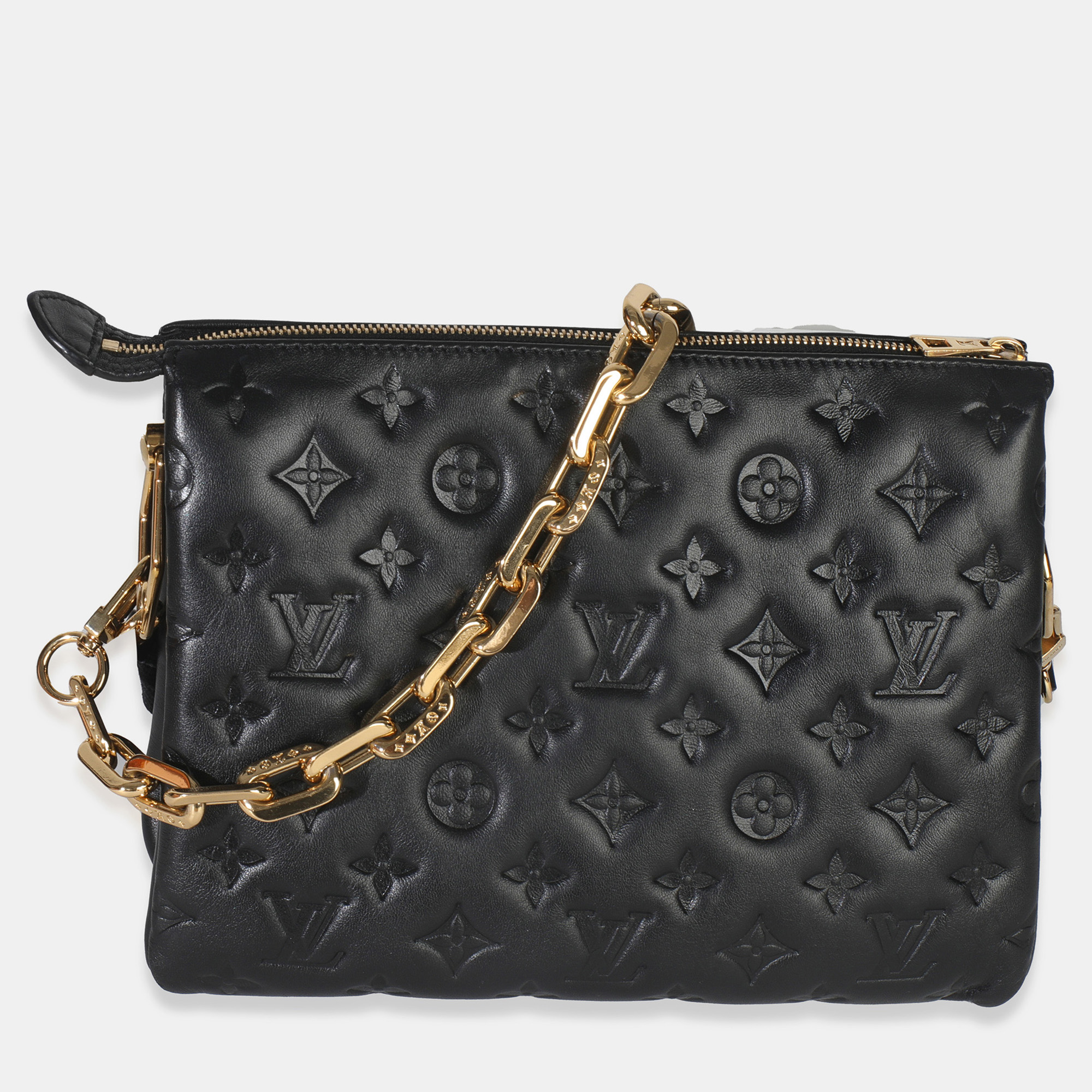 

Louis Vuitton Black Monogram Embossed Lambskin Coussin PM