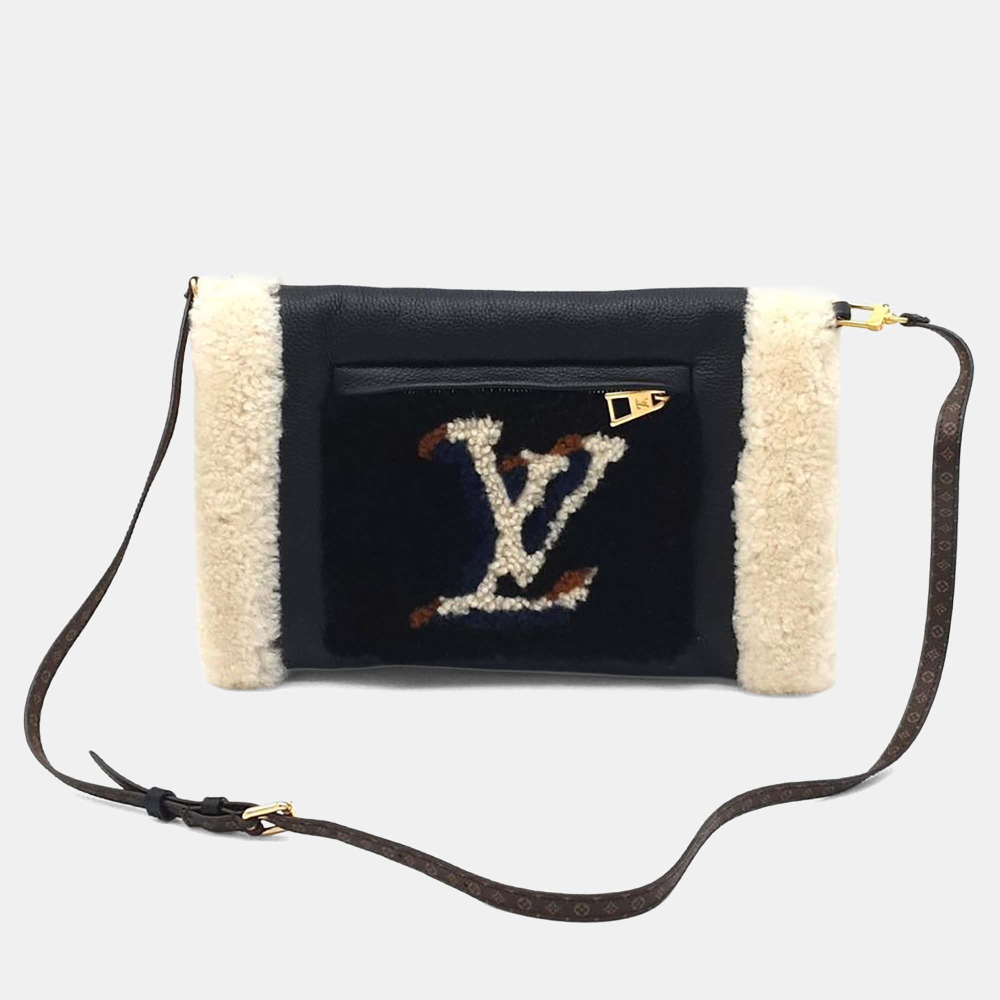 

Louis Vuitton Beige, White Calf Leather and Shearling Fur Teddy Muffle Handbag