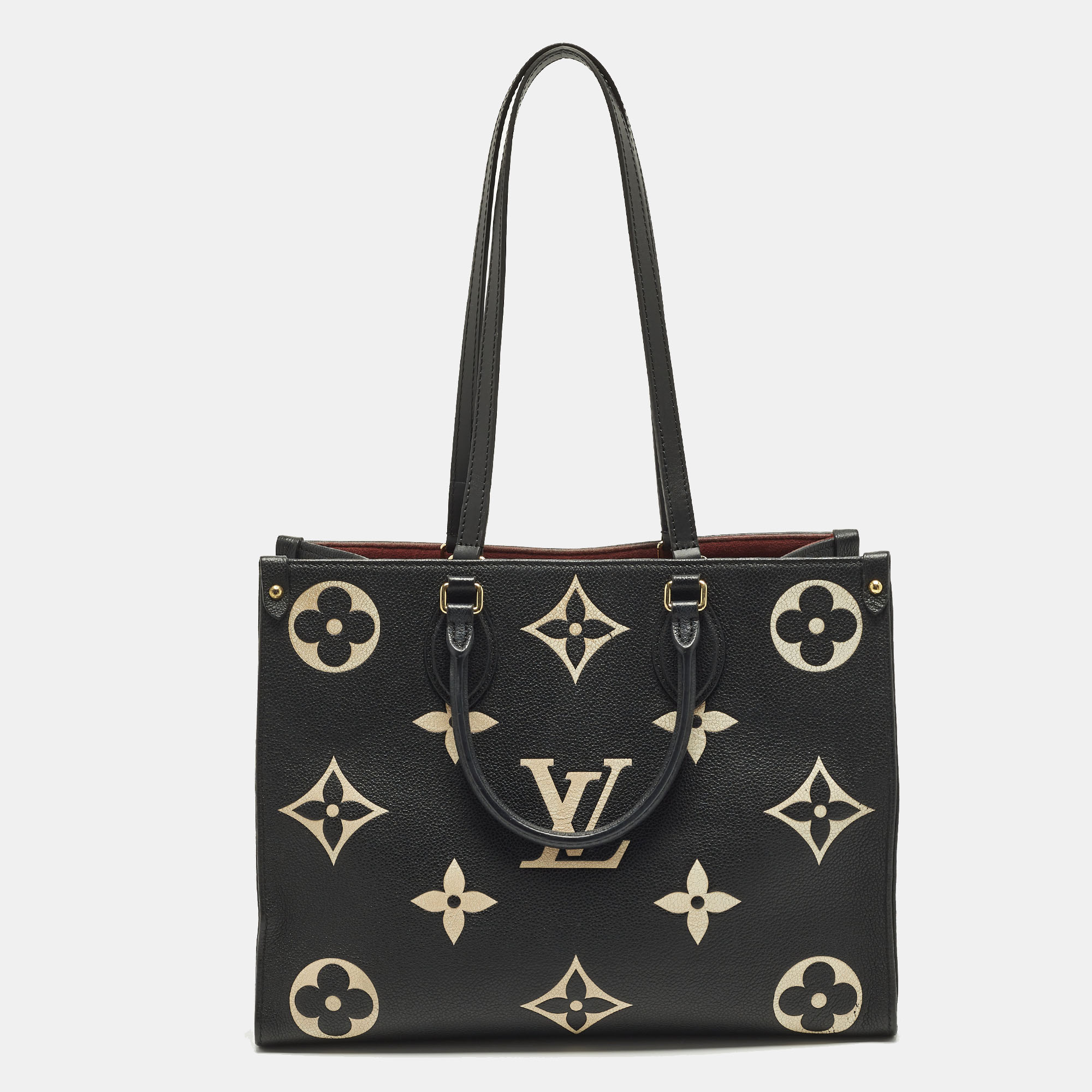 

Louis Vuitton OnTheGo MM Bicolour Monogram Empreinte Leather Bag, Black