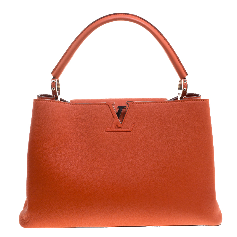 Pre Owned Louis Vuitton Corall Taurillon Leather Capucines MM Bag