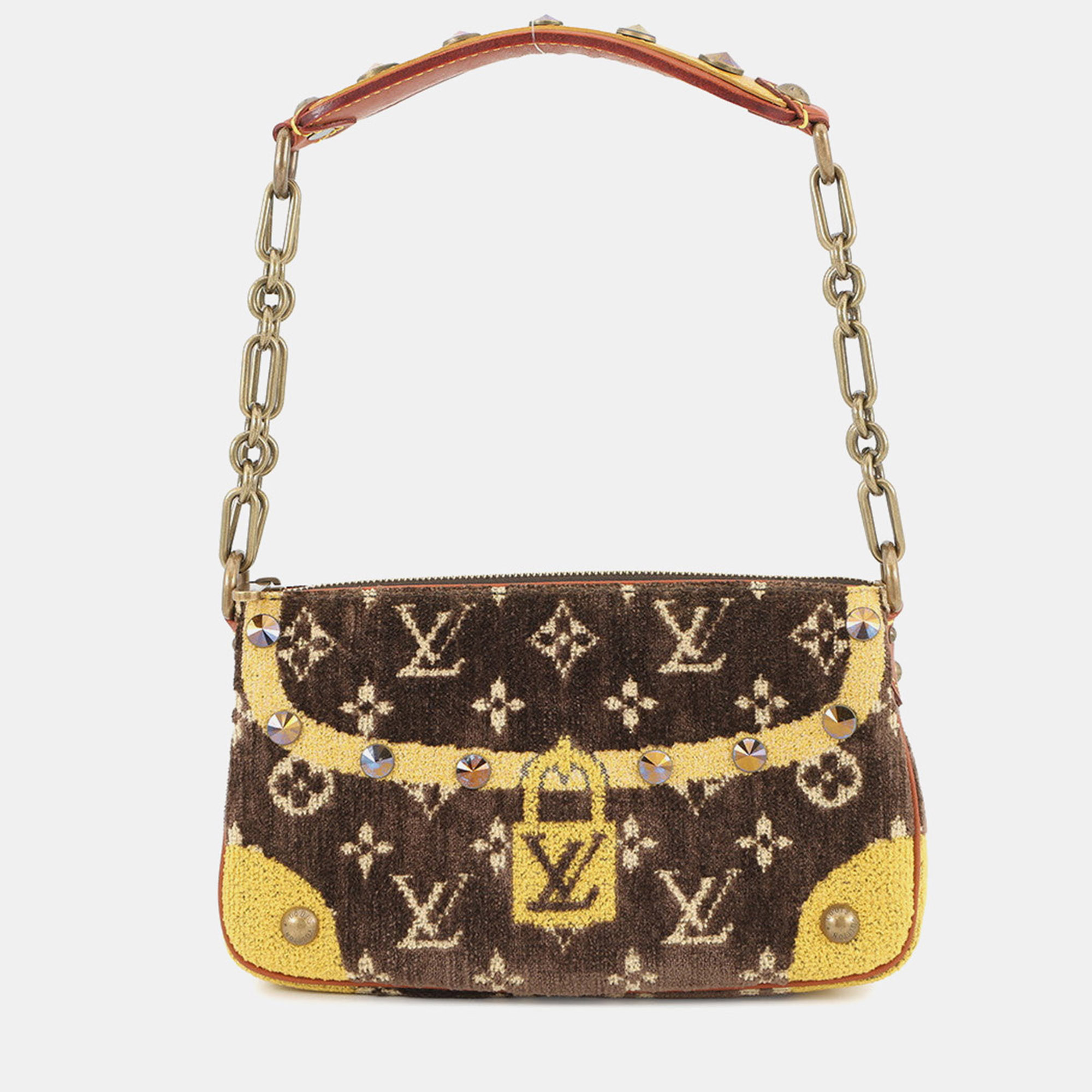 

Louis Vuitton Pochette Accessoires Brown/Yellow Monogram Trompe L'Oeil Cotton Pile