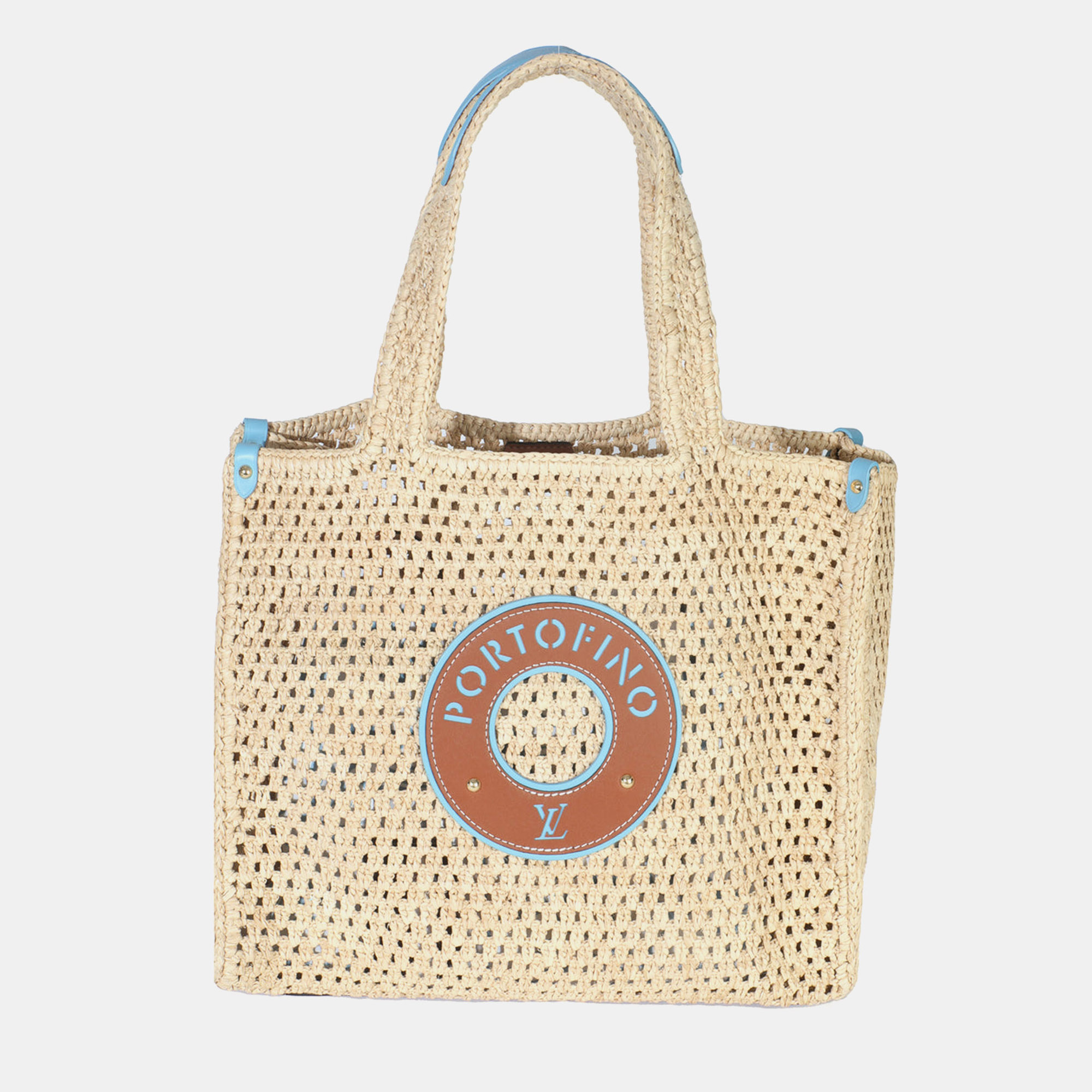 

Louis Vuitton Natural Raffia Calfskin Portofino OnTheGo MM, Beige