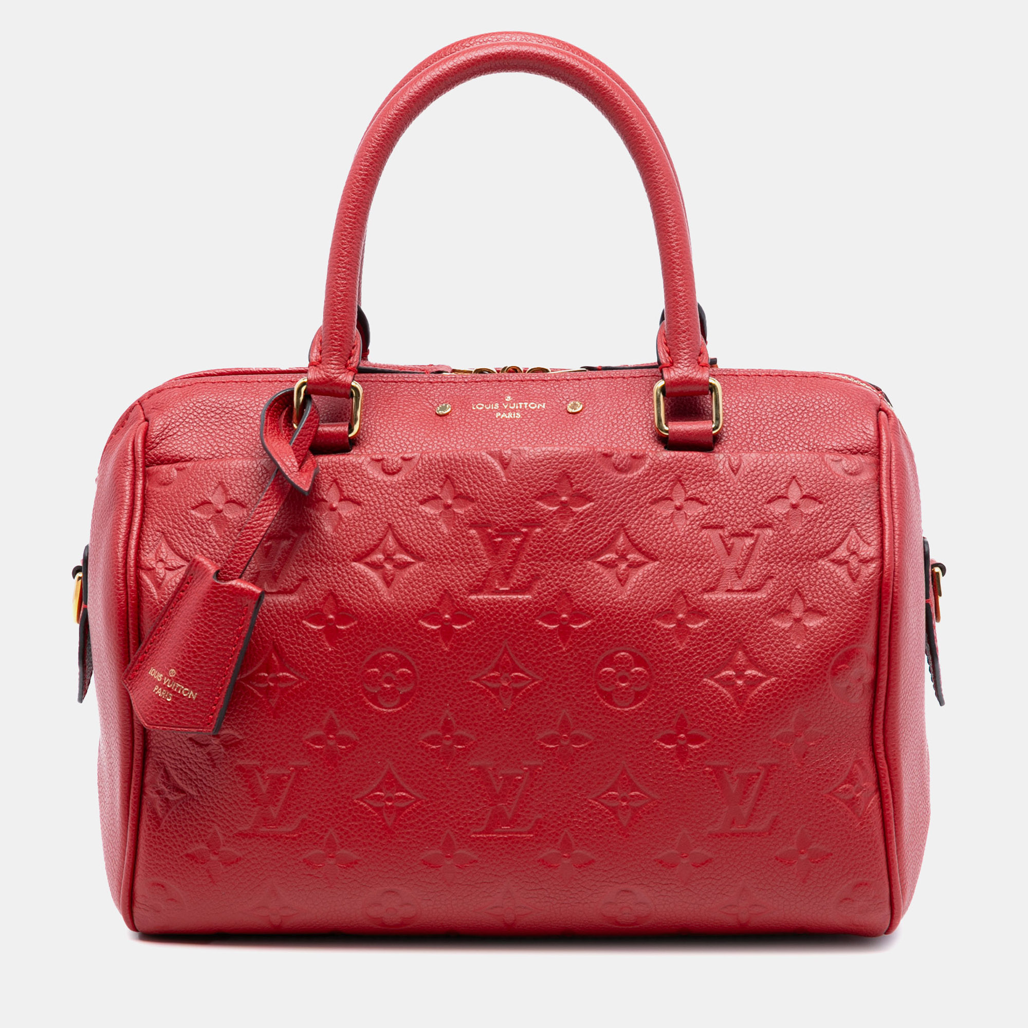 

Louis Vuitton Red Monogram Empreinte Speedy Bandouliere 25