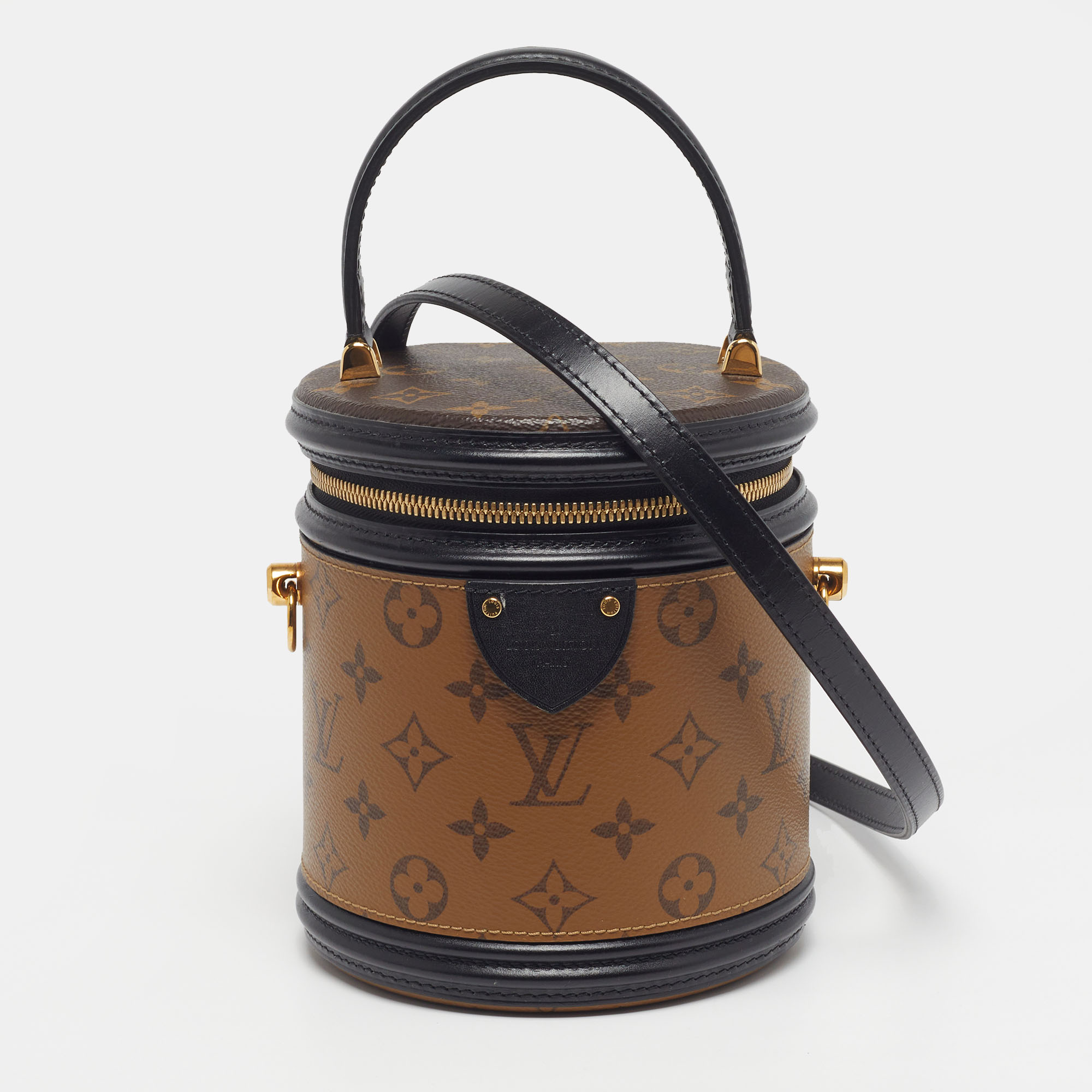 

Louis Vuitton Cannes Monogram Reverse Canvas and Leather Bucket Bag, Black