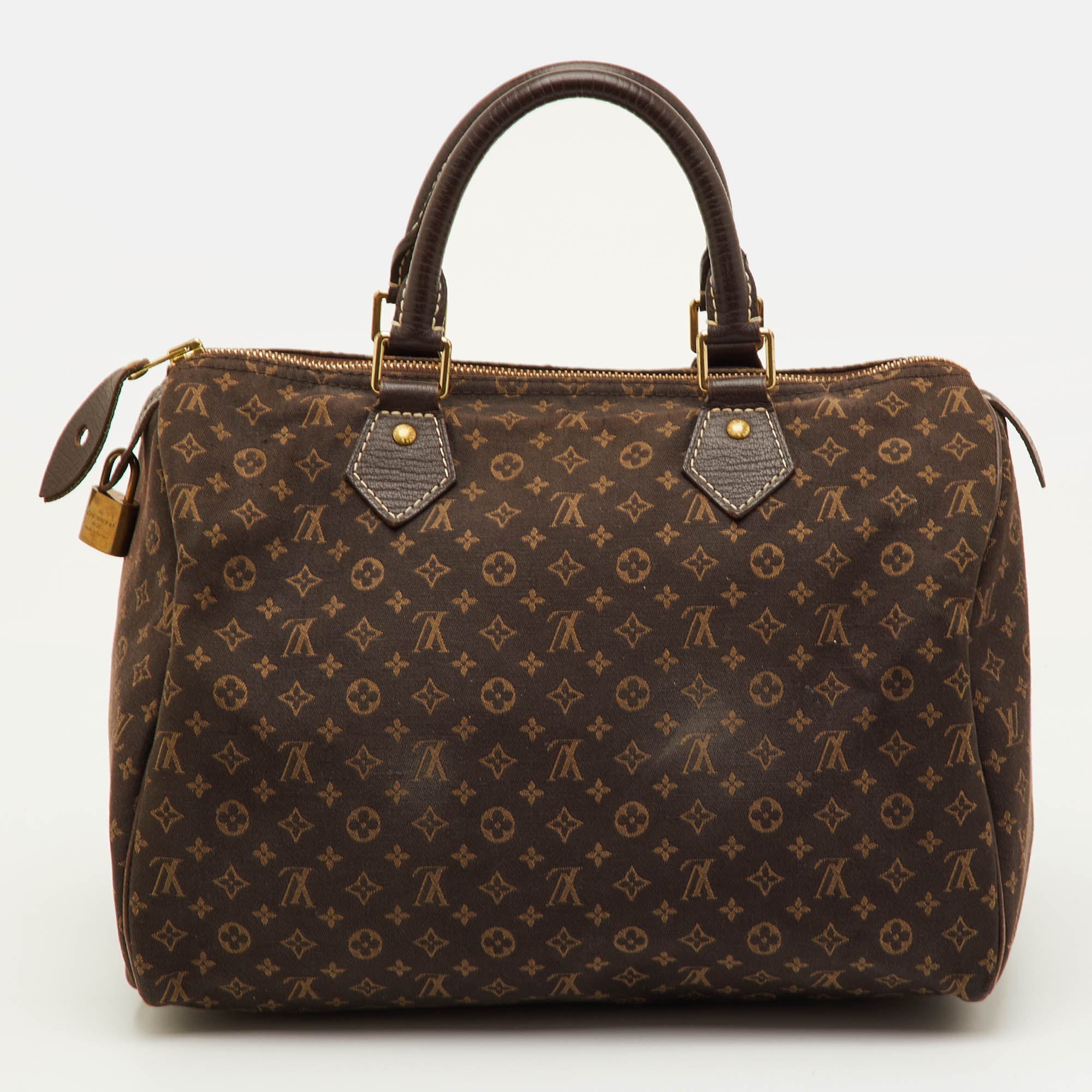 

Louis Vuitton Fusain Monogram Mini Lin Canvas Speedy 30 Bag, Brown