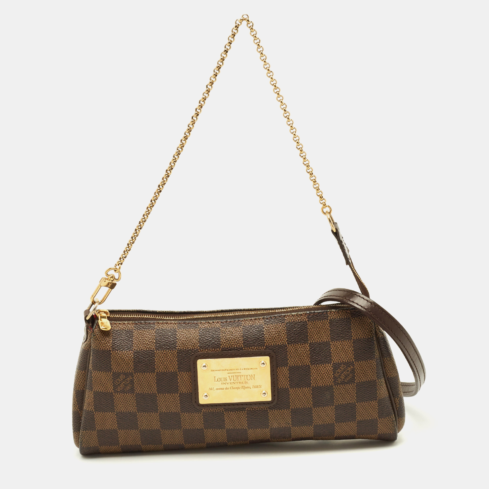 

Louis Vuitton Eva Damier Ebene Canvas Pochette, Brown