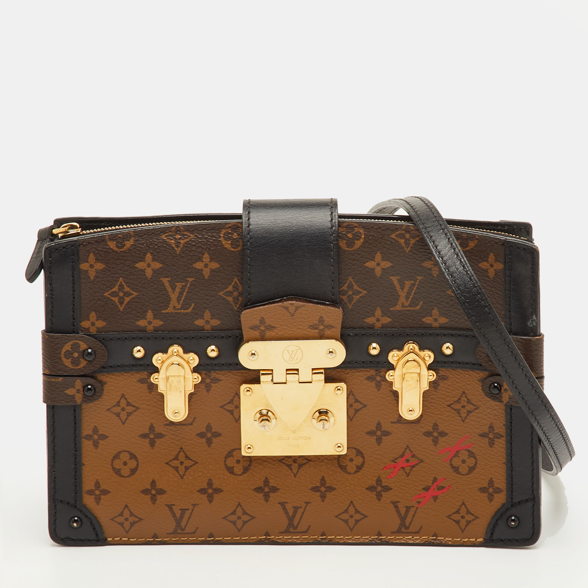 

Louis Vuitton Trunk Reverse Monogram Canvas Clutch Bag, Brown