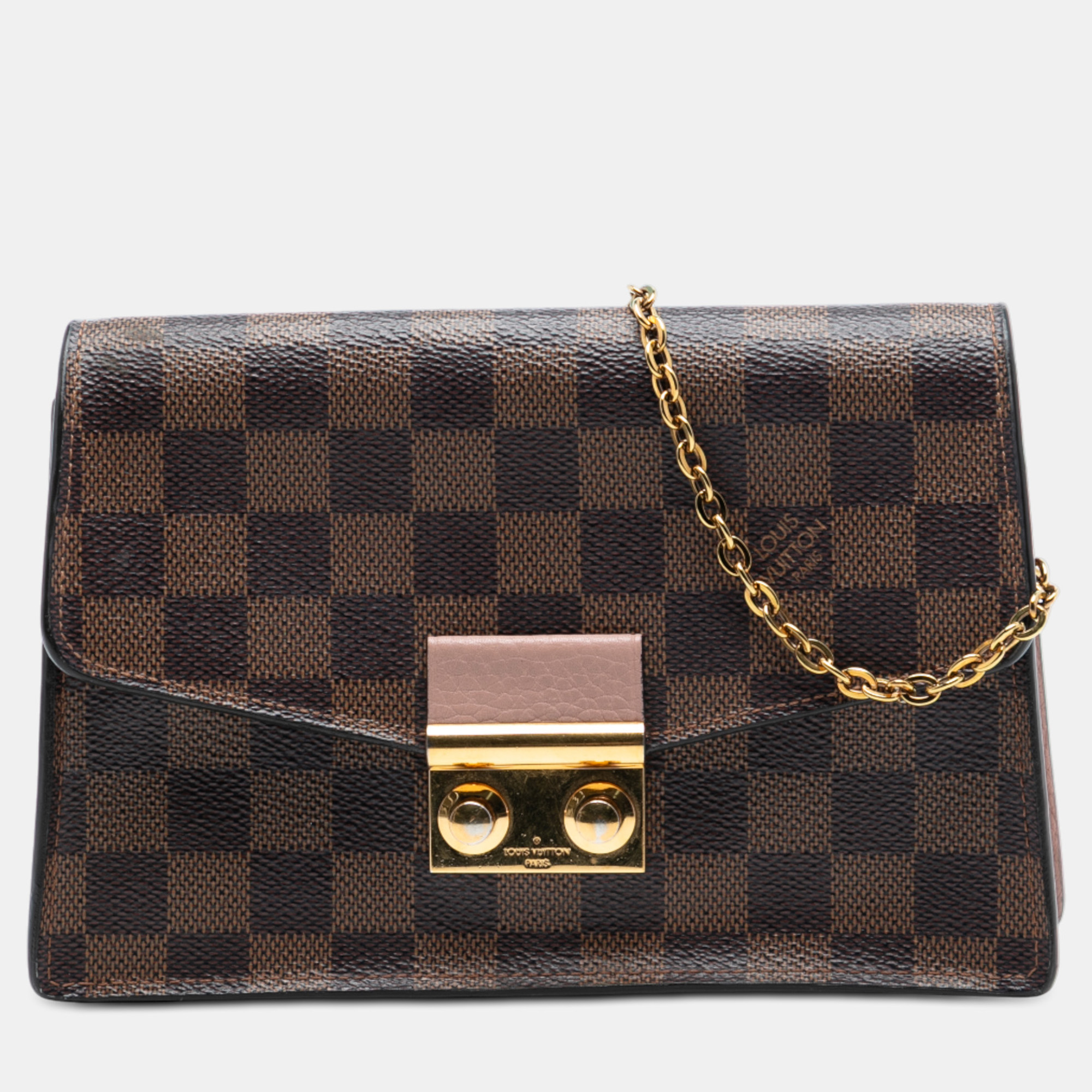 

Louis Vuitton Brown Damier Ebene Croisette Chain Wallet