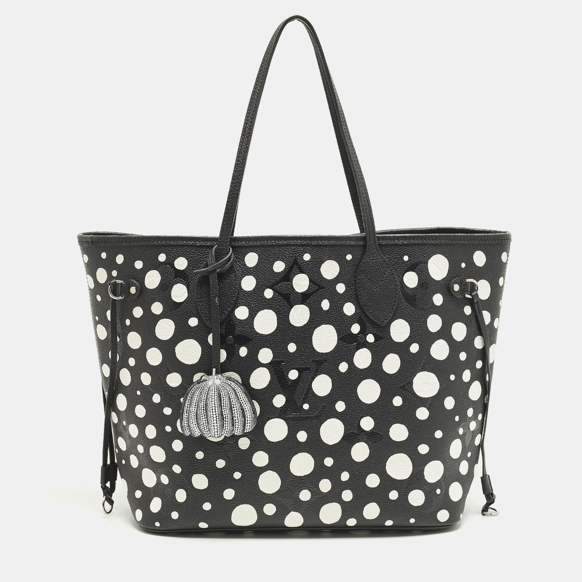 

Louis Vuitton X Yayoi Kusama Neverfull MM Black/White Monogram Empreinte Leather Bag