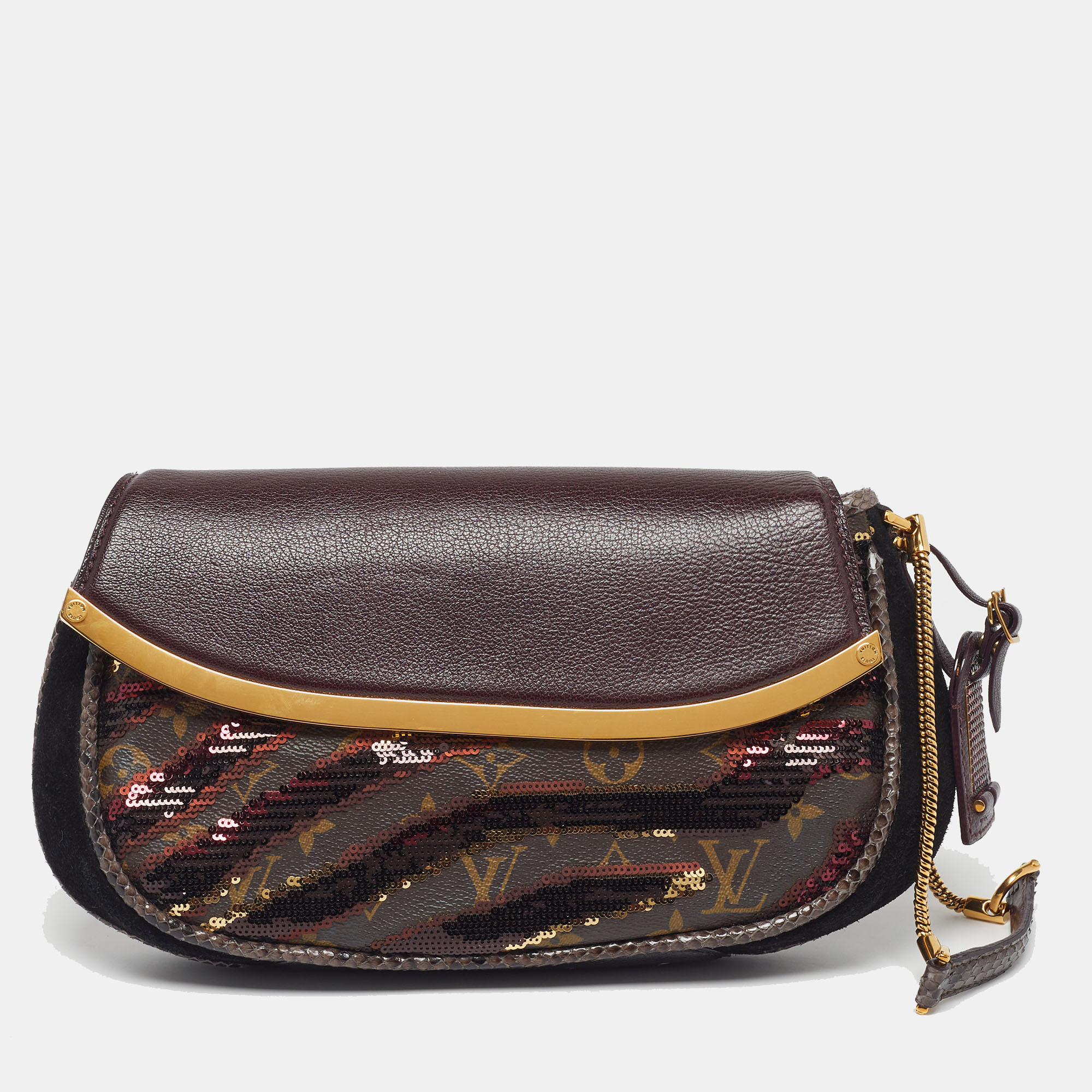 

Louis Vuitton Savage Tiger Limited Edition Bordeaux Monogram Clutch Bag, Burgundy