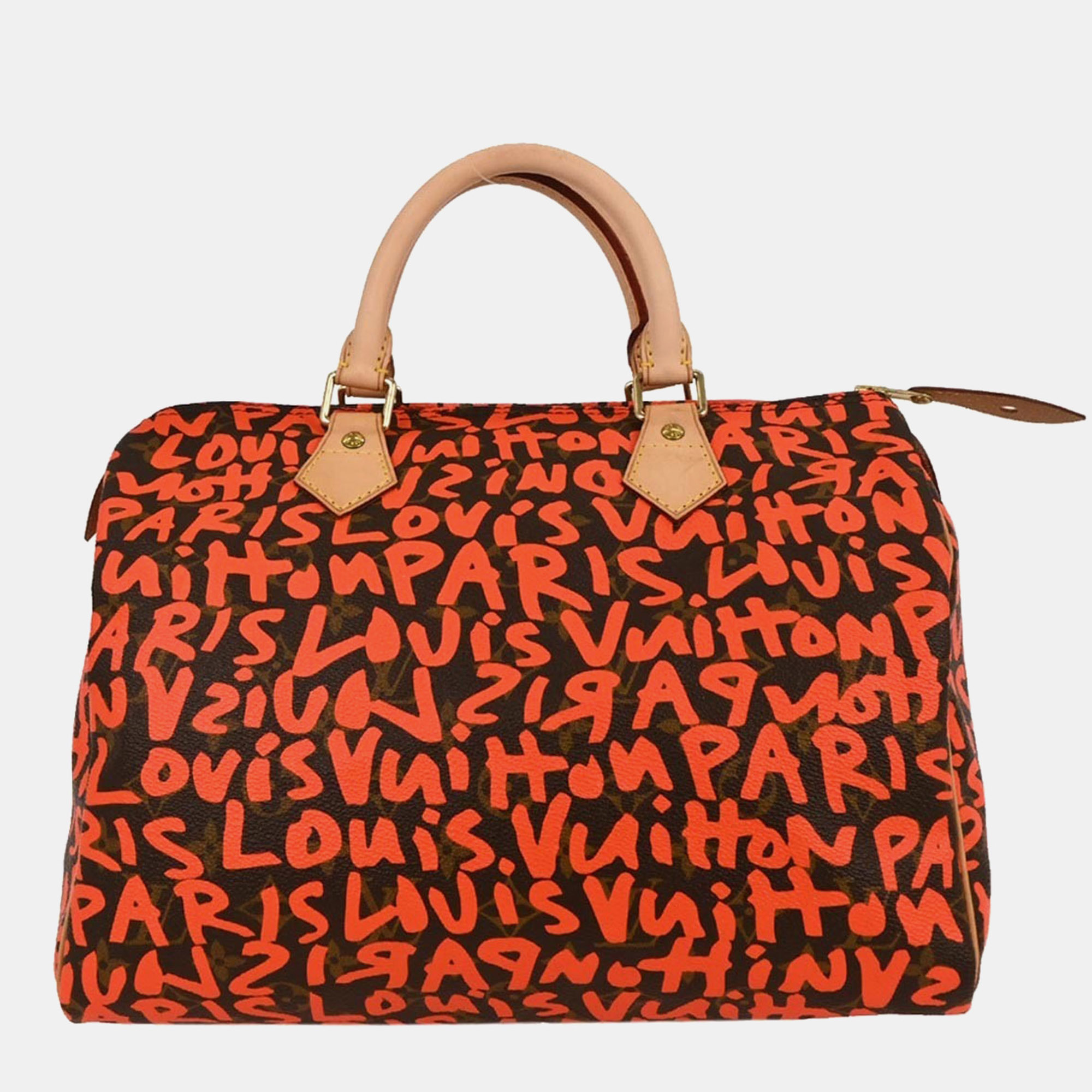 

Louis Vuitton Monogram Graffiti Speedy 30 Orange Monogram Coated Canvas Top Handle Bag, Brown