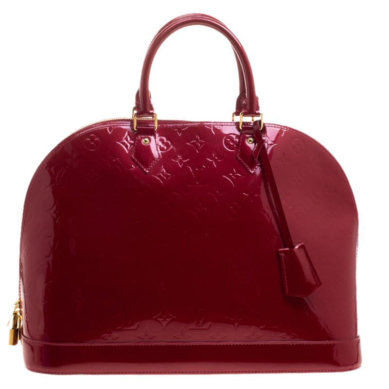 Pre Owned Louis Vuitton Red Monogram Vernis Alma GM Bag