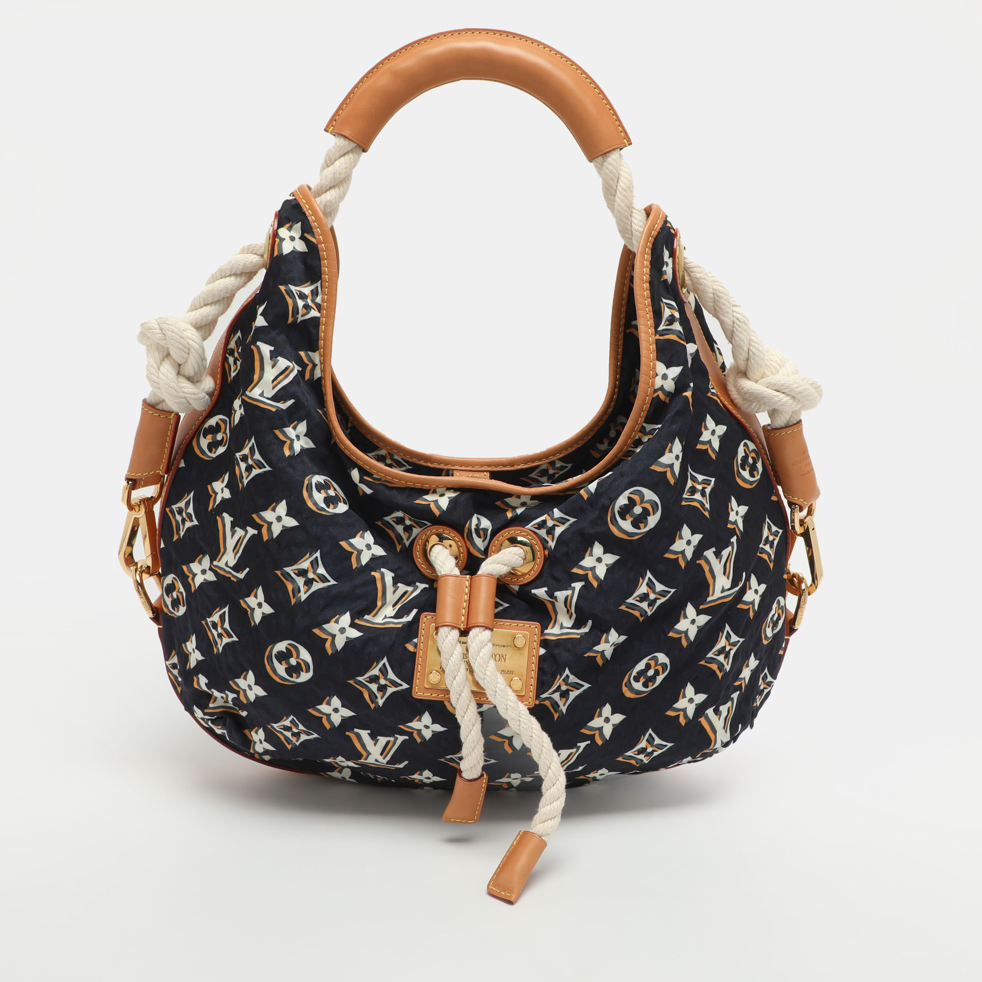 

Louis Vuitton Limited Edition Bulles MM Tan/Navy Blue Monogram Nylon Bag