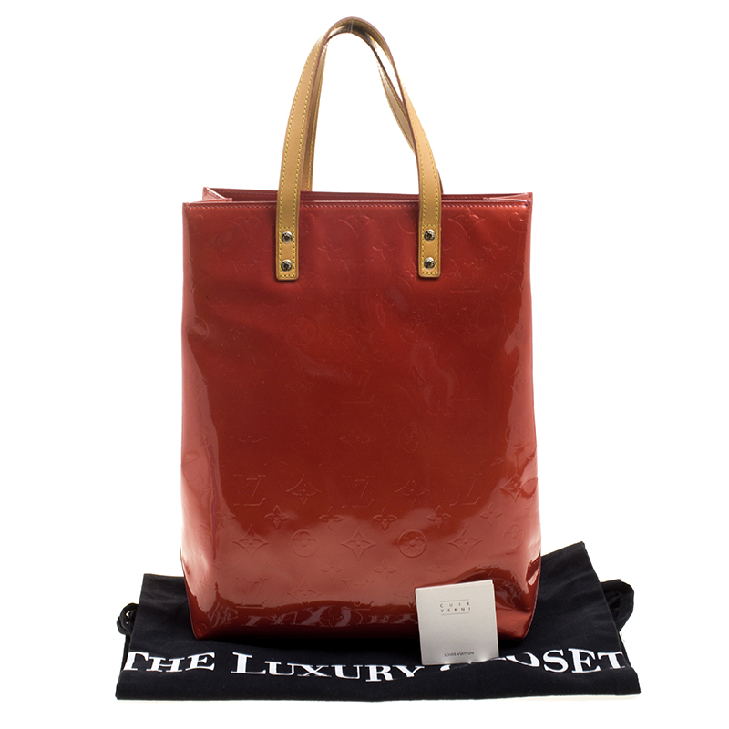 Louis Vuitton Red Monogram Vernis Reade mm Tote Bag