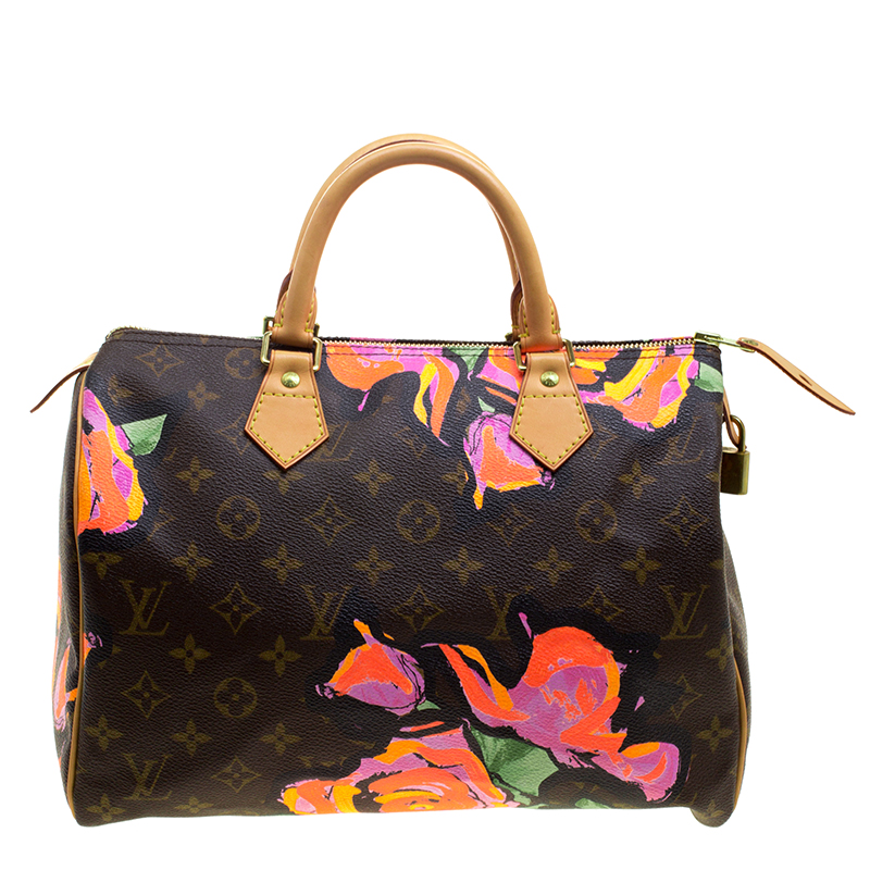 Pre Owned Louis Vuitton Multicolor Monogram Canvas Limited Edition Stephen Sprouse Roses Speedy 30