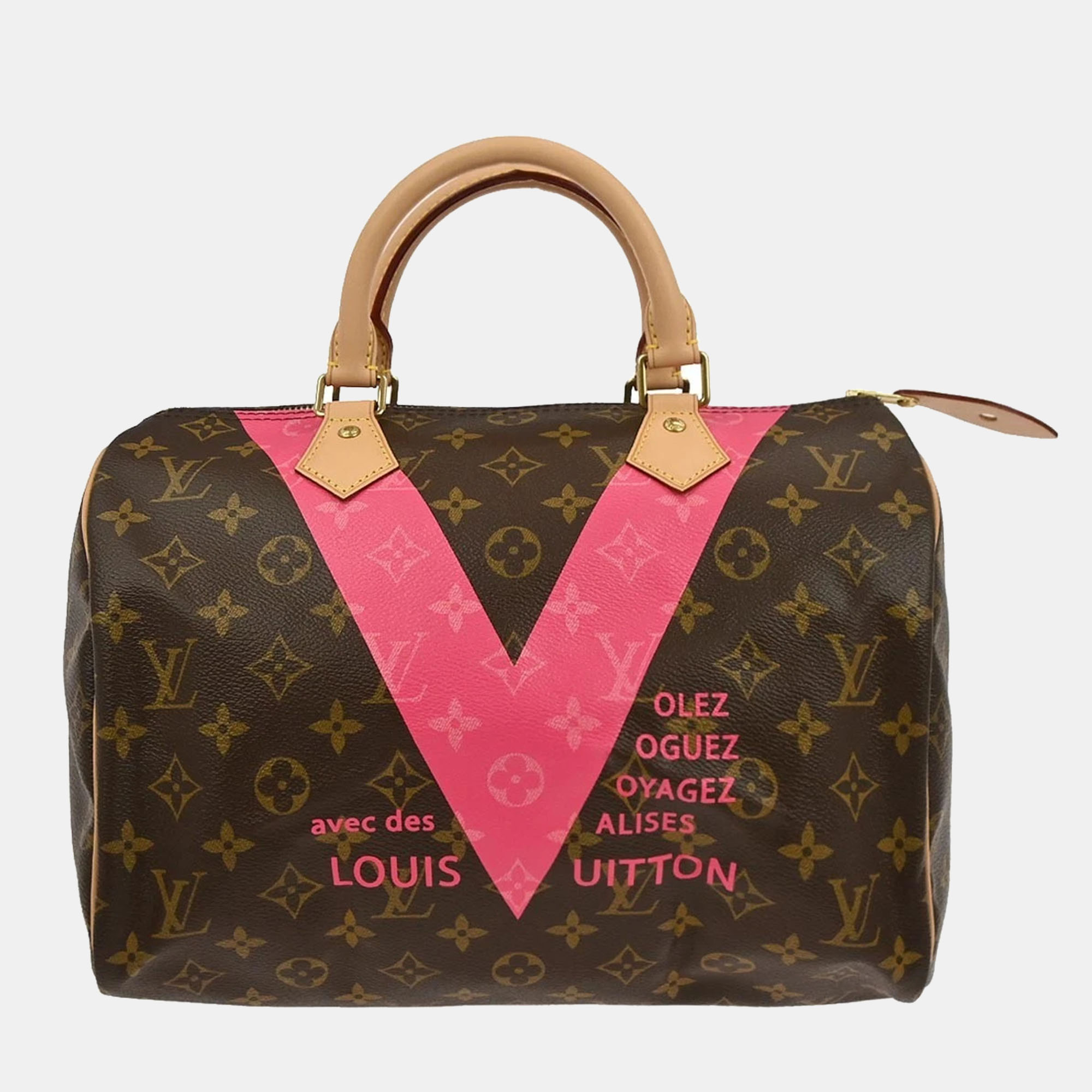 

Louis Vuitton Pink Monogram V Speedy 30 Handbag, Brown