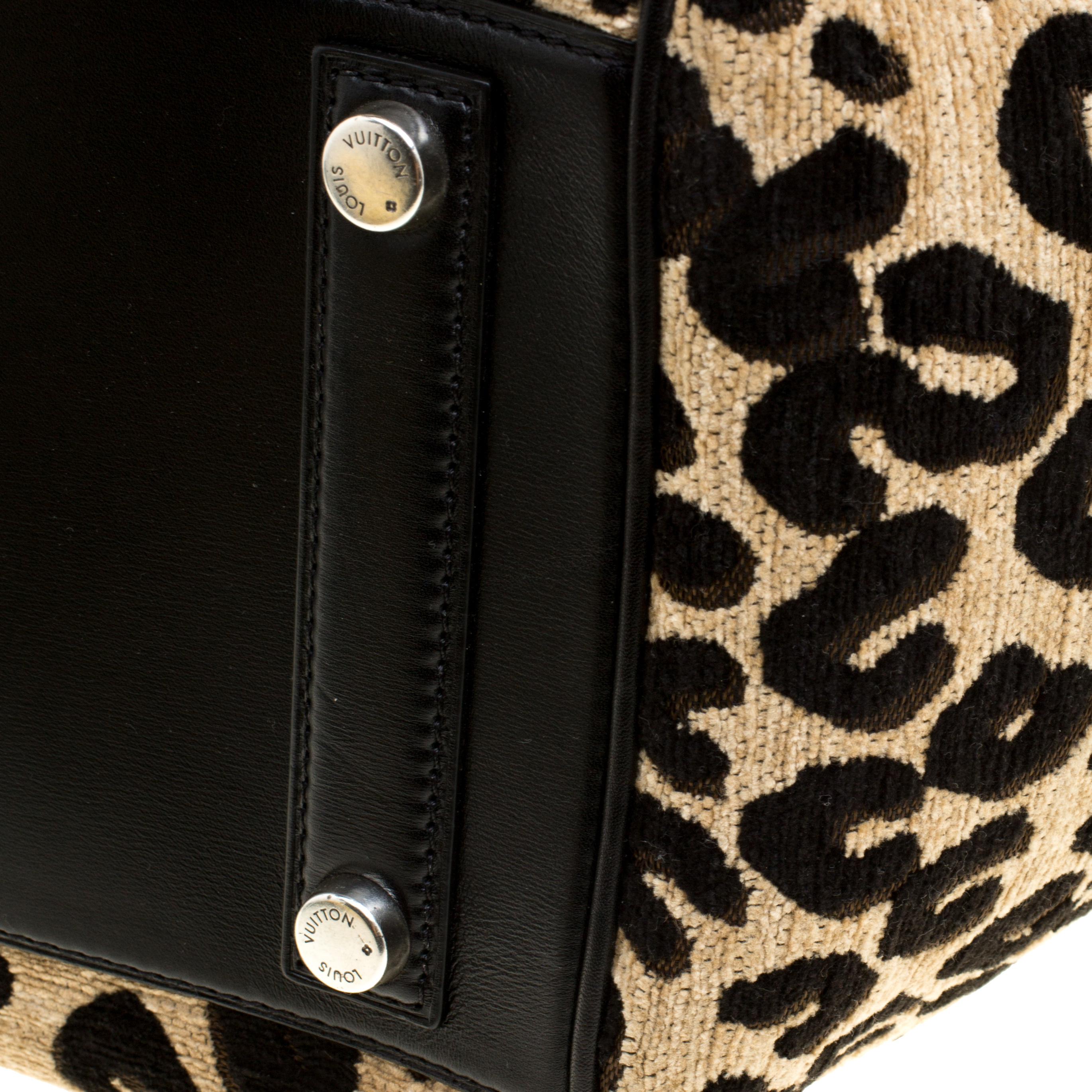 Louis Vuitton Beige Leopard Chenille Fabric and Leather Limited