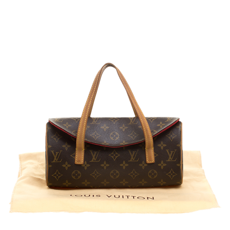 LOUIS VUITTON Sonatine Monogram Canvas Satchel Bag Brown