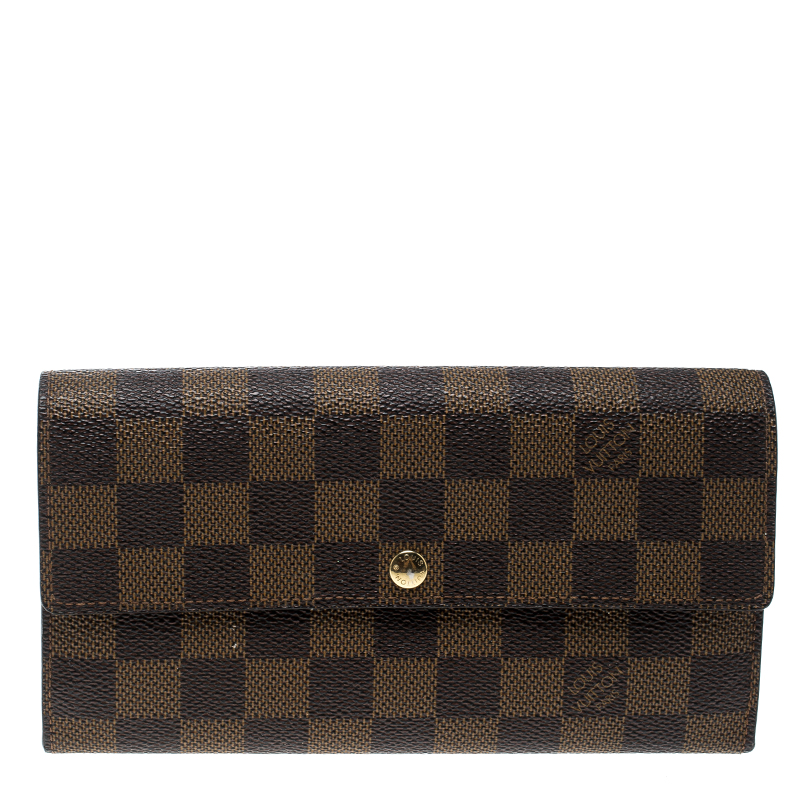 Pre Owned Louis Vuitton Damier Ebene Canvas Sarah Wallet