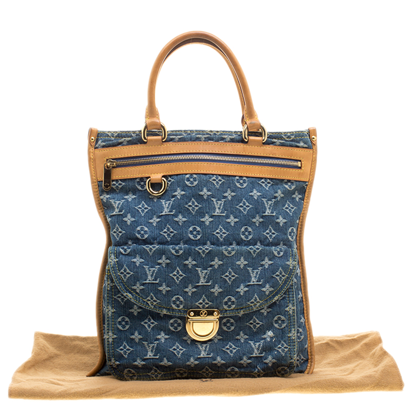 Plat handbag Louis Vuitton Blue in Denim - Jeans - 33413057