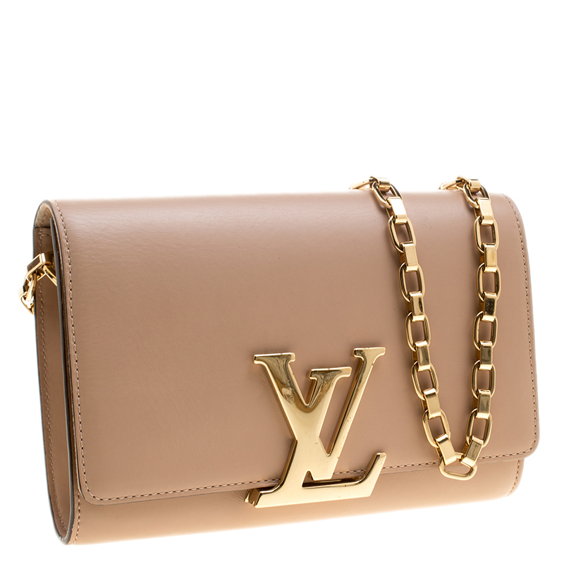 Louis Vuitton Brown Chain Louise GM Beige Leather Pony-style