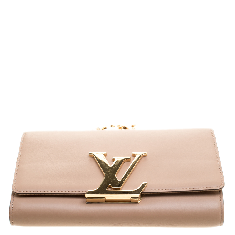 Louis Vuitton Beige Patent Leather Chain Louise MM Bag at 1stDibs