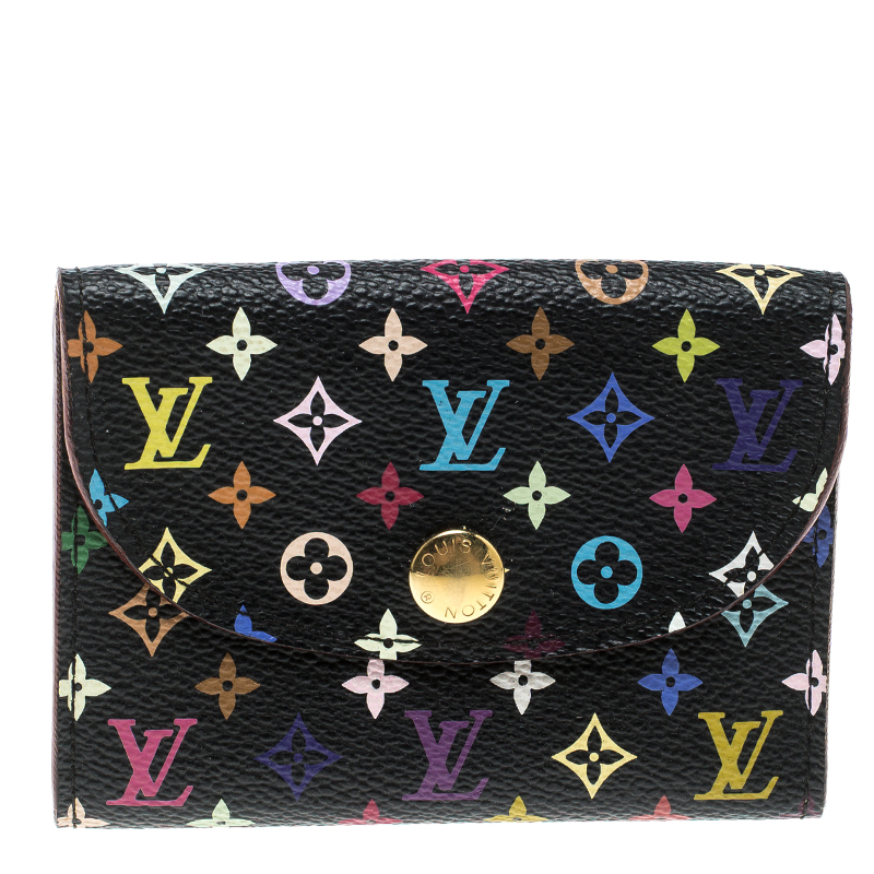 مملوكة مسبقًا Louis Vuitton Black Multicolor Monogram Canvas Card Holder
