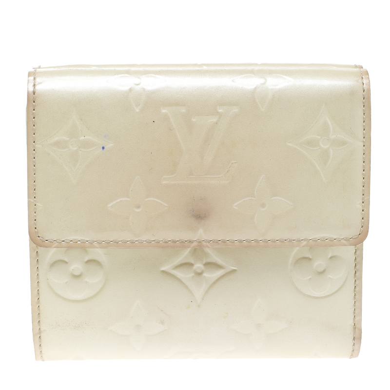 Auth Louis Vuitton Monogram Vernis Ludlow M91357 Wallet Leather Perle 102558