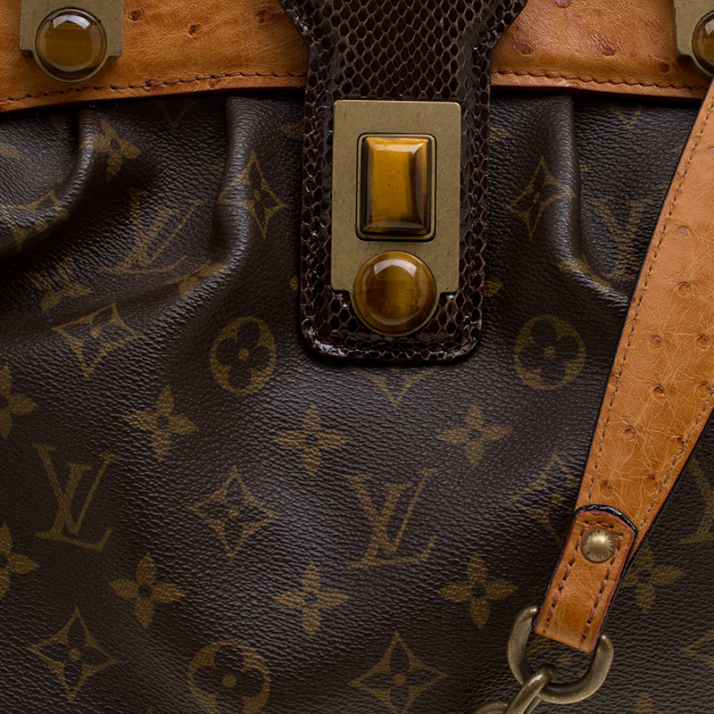 Louis Vuitton Python & Ostrich-Trimmed Monogram Waltz Macha Bag - Brown  Handle Bags, Handbags - LOU541330
