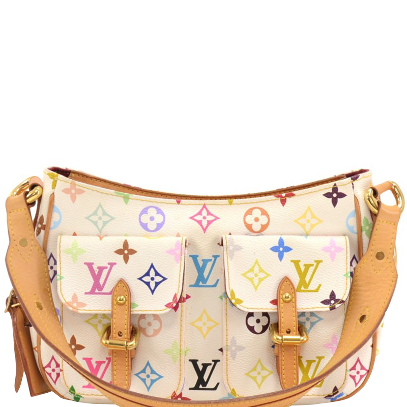 مملوكة مسبقًا Louis Vuitton White Monogram Multicolore Lodge PM Bag