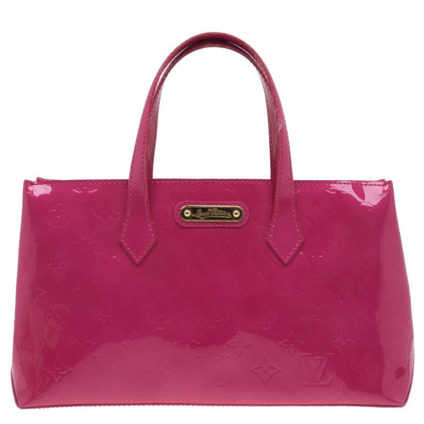 Pre Owned Louis Vuitton Pink Monogram Vernis Wilshire Satchel PM