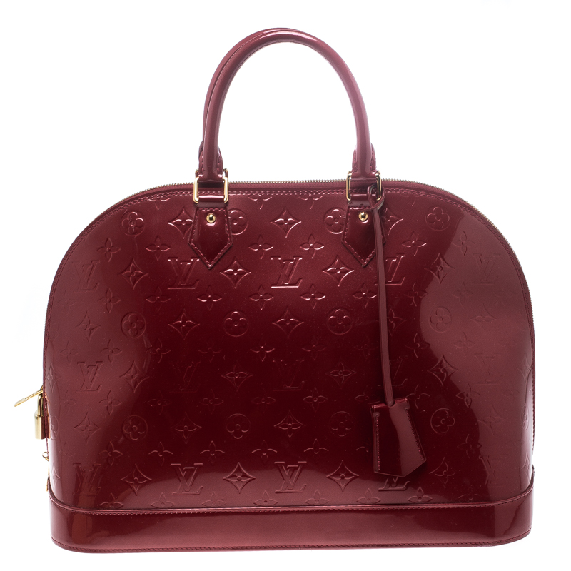 Pre Owned Louis Vuitton Pomme D’amour Monogram Vernis Alma GM Bag