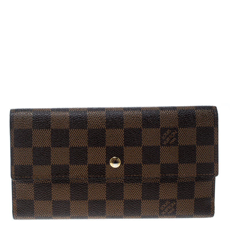 Pre Owned Louis Vuitton Damier Ebene Canvas Sarah Wallet