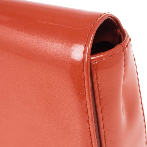 Louis Vuitton Orange Patent Leather 'LV Initiales Clutch Bag 26cm
