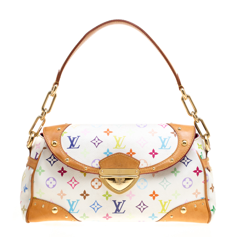 louis vuitton white bag with colored letters price