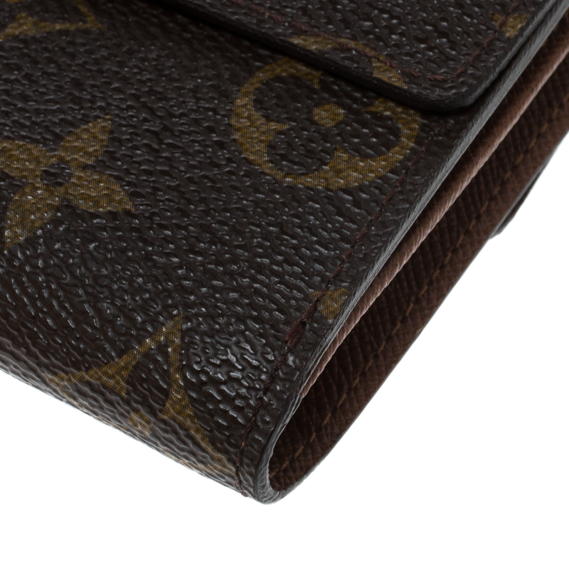 Women's Louis Vuitton Monogram Canvas Elise Compact Wallet Brown, 001900351817