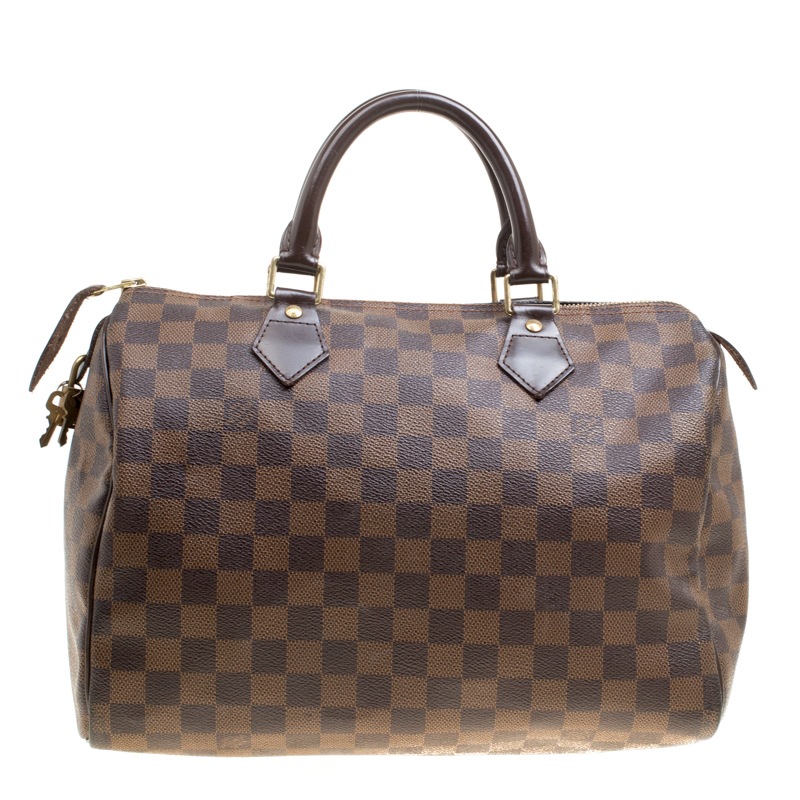 Pre Owned Louis Vuitton Damier Ebene Canvas and Leather Speedy 30 Bag