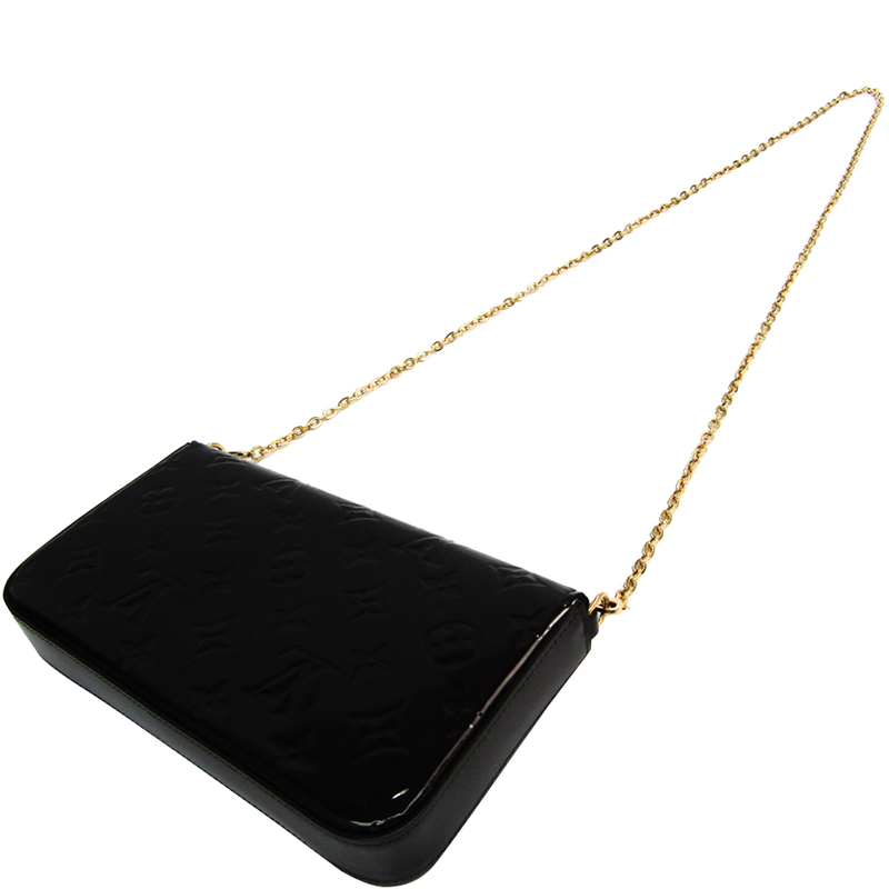 

Louis Vuitton Amarante Monogram Vernis Pochette Felicie Bag, Burgundy