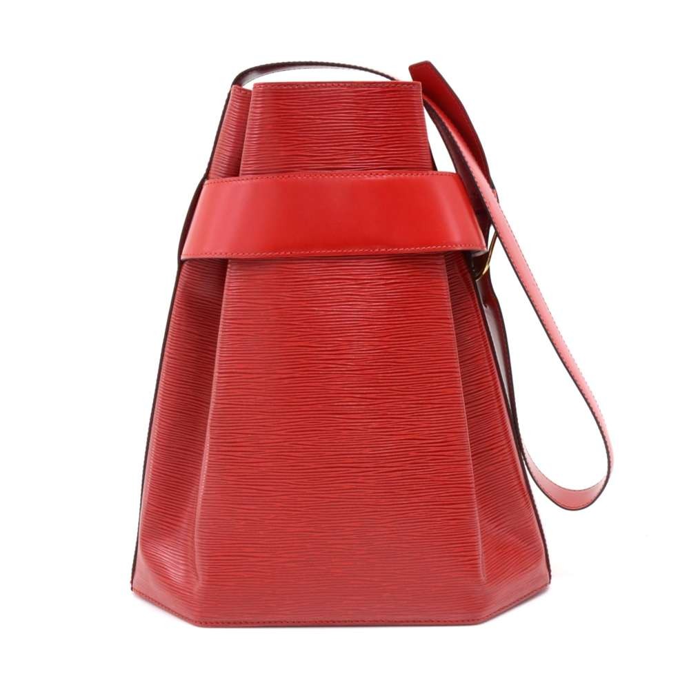 Authentic Louis Vuitton Red Epi Leather Sac D'Epaule PM Bag