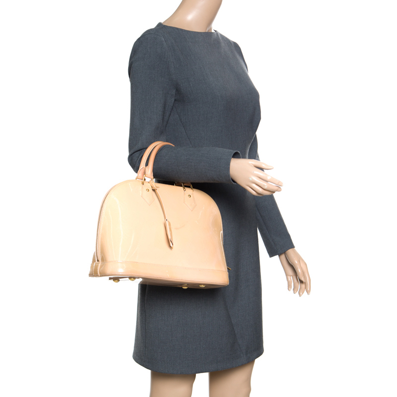 

Louis Vuitton Noisette Monogram Vernis Alma PM Bag, Beige