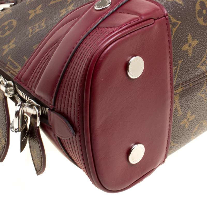 Louis Vuitton Ebene Monogram Shine Coated Canvas and Aurore Leather Alma PM Silver Hardware, 2015, Red Womens Handbag