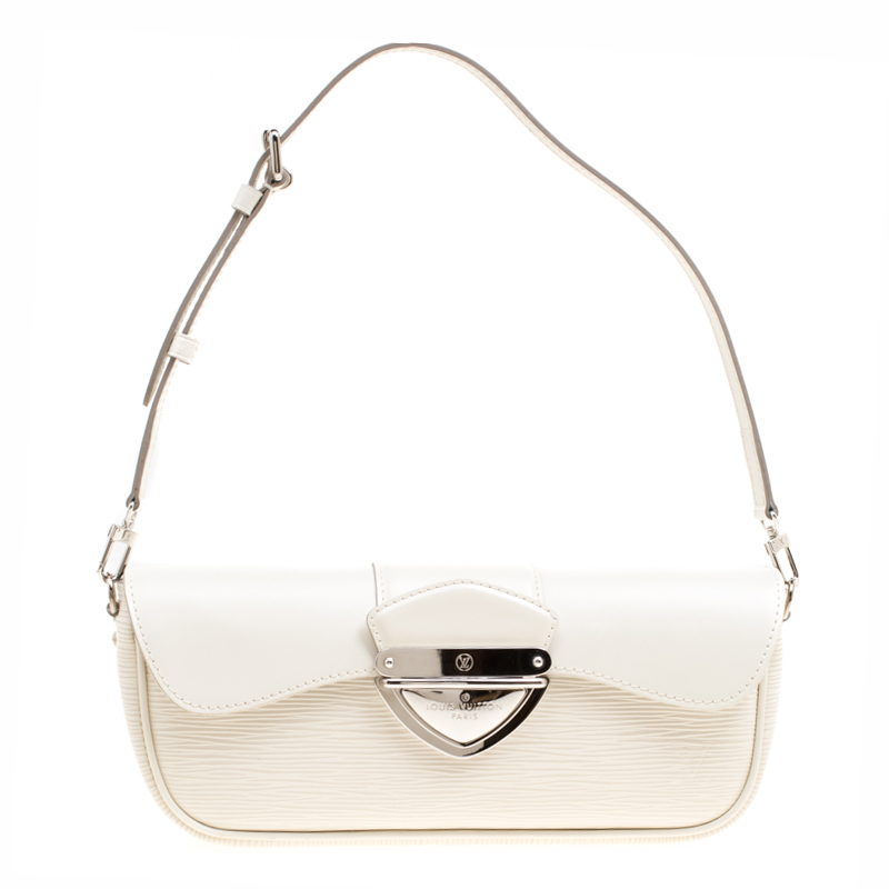 Louis Vuitton White Epi Pochette Montaigne Bag