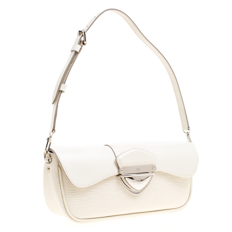 Louis Vuitton Montaigne Clutch in White Epi Leather, Luxury, Bags